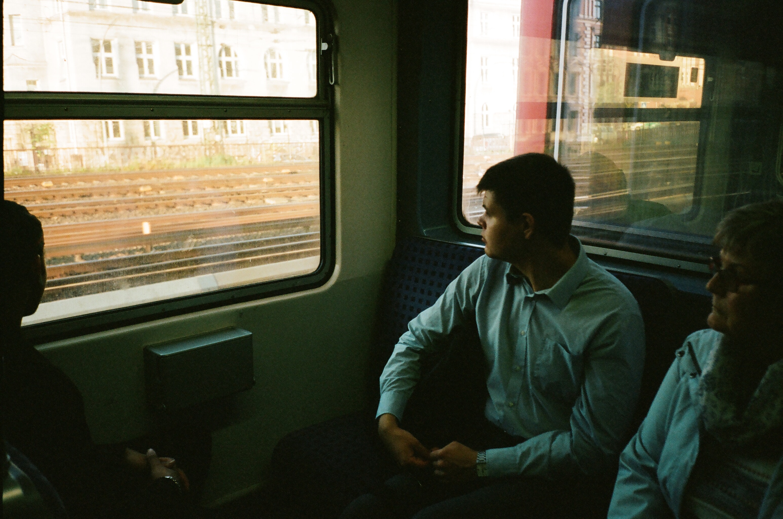 man on train